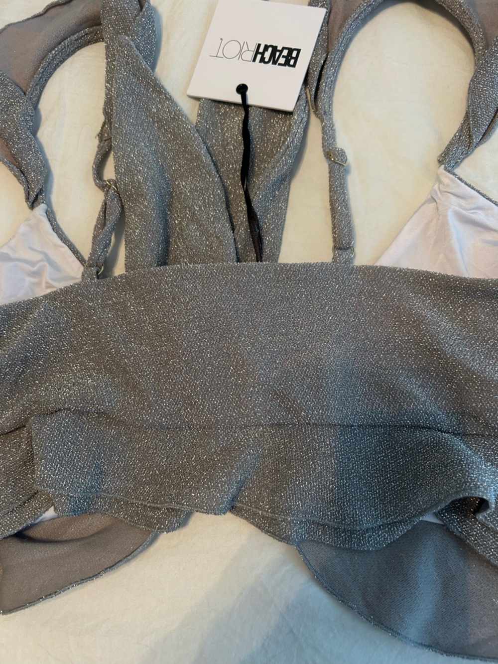Beach Riot Silver Sparkle Ruffle Bikini Set - Picture 11 of 13